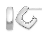 Sterling Silver Polished Square J-Hoop Post Earrings